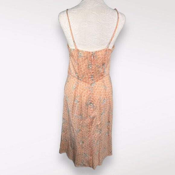 J.Crew Slip Dress Midi Spaghetti Straps Orange Floral Cotton Size 6 - Picture 5 of 10